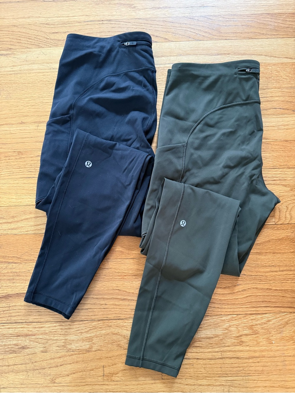 lululemon athletica Black & Olive High-Rise Performance Leggings (Pair)- Size 10